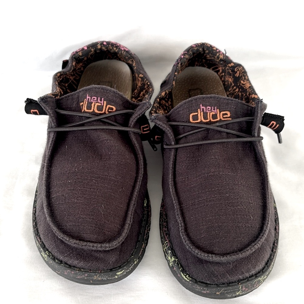 Hey Dudes Wendy Glo Black Comfort Shoes Slip On Shoe Low Top Graffiti Women’s 7 - Picture 4 of 8